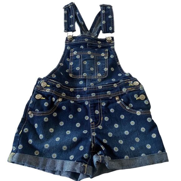 Jordache Daisy Denim Jean Shorts Overalls Sz S (6-6X) - Picture 1 of 6